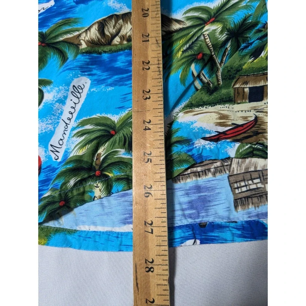 VTG NATIONAL SPORT SHIRTS MANHATTAN Men Large Blue‎ Tropical Jamaican Camp Shirt